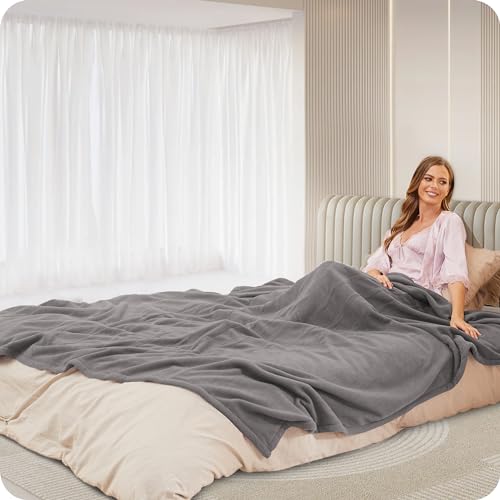 Electric Heated Blanket 72'x84' Full Size Warm Heating Blanket for Whole Body, 4 Heating Levels and 10 Hours Auto-Off Overheating Protection Machine Washable Fleece - Grey