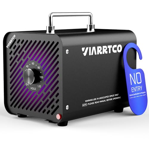 VIARRTCO Ozone Machine Generator 15000mg/h - 3000+ Sq. Ft. Ozone Machine Odor Removal for Home and Car with 120min timer All Metallic Black