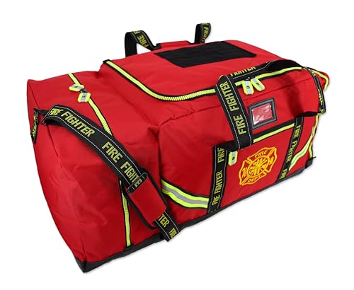 Lightning X Fireman Premium 3XL Firefighter Rescue Step-In Turnout Fire Gear Bag w/Shoulder Strap & Helmet Pocket (Red)