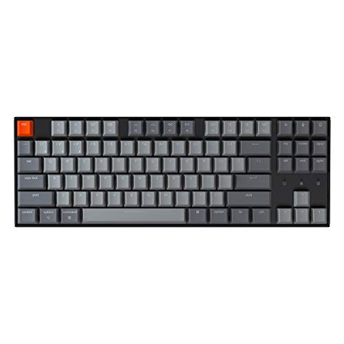Keychron K8 Hot-swappable Wireless Bluetooth/Wired USB Mechanical Keyboard with Gateron G Pro Brown Switch/White LED Backlight/N-Key Rollover, Tenkeyless 87-Key Computer Keyboard for Mac Windows