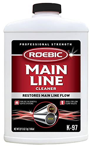 Roebic K-97 Main Line Cleaner, Exclusive Bacteria Digests Paper, Fats, and Grease in Sewer and Septic Systems, 32 Ounces(Packaging May Vary)