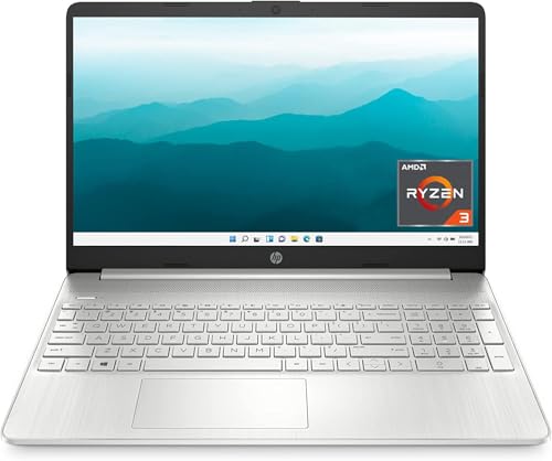 HP 15 Laptop, AMD Ryzen 3-5300U Processor, 8 GB RAM, 256 GB SSD Storage, 15.6-inch HD Micro-Edge Display, Windows 11 Home, Long-Lasting Battery, Fast Charge, 720p Webcam (15-ef2024nr), Natural silver