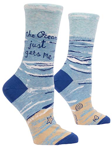 Blue Q Women's Crew Socks, The Ocean Just Gets Me (fits shoe size 5-10)