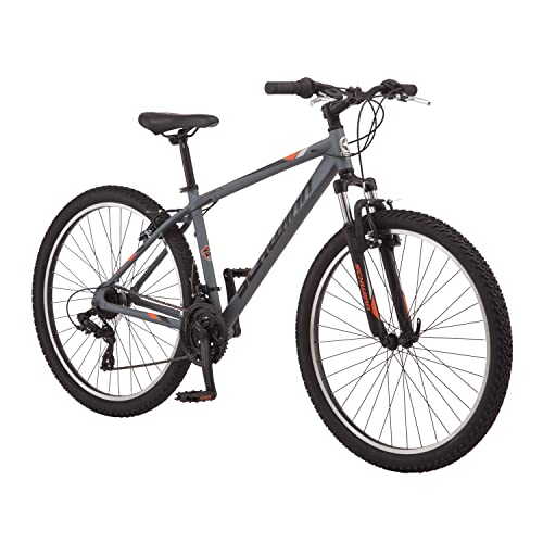 Schwinn High Timber AL Mountain Bike for Adult Men Women, 27.5-Inch Wheels, 21-Speeds, Front Suspension, Aluminum Frame and Alloy Linear Pull Brakes, Grey