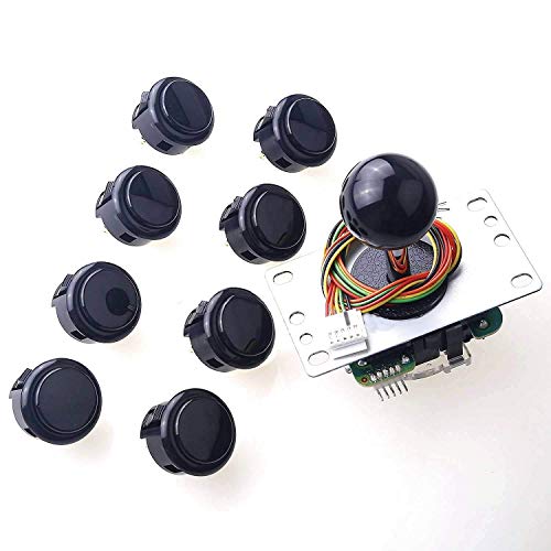 SANWA JLF-TP-8YT Joystick 8 pcs OBSF-30 Push Button Bundle Kit Color : Black - for Arcade Game 4 & 8 Way Adjustable, Compatible with Catz Mad SF4 Tournament Joystick S@NWA