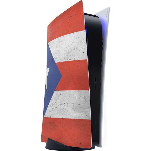 Skinit Decal Gaming Skin Compatible with PS5 Digital Edition Console - Skinit Originally Designed Puerto Rico Flag Distressed Design