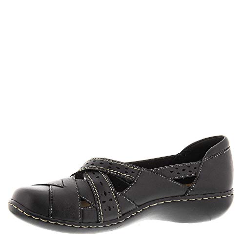 Clarks Women's Ashland Spin Q Slip-On Loafer, Black, 8