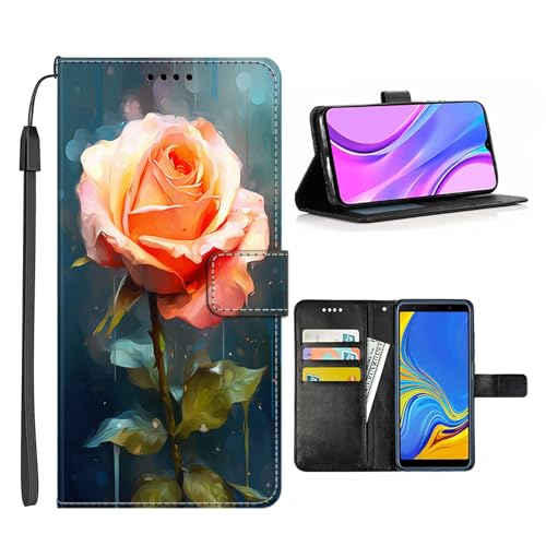DAFEI Wallet Case for iPhone Xr with Rose Flower-aa1239 Pattern PU Leather Flip Folio ID&Credit Cards Pocket Lanyard