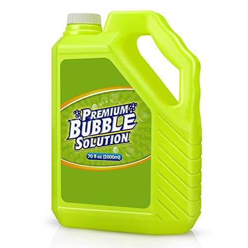 Bubble Solution Refill - 70 Ounce Premium Bubble Liquid Refills for Bubble Machine, Wand, Gun, Blower at Wedding and Party - Bubbles Toy for Kids Toddlers Boys Girls (with Portable Handle)