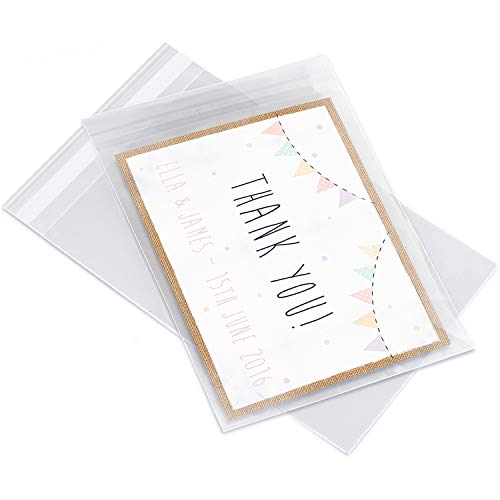 Pack It Chic - 5” X 7” (200 Pack) Clear Resealable Cello Poly Bags - Fits 5X7 Prints, Photos, A2 A4 A6 Cards & Envelopes - Self Seal