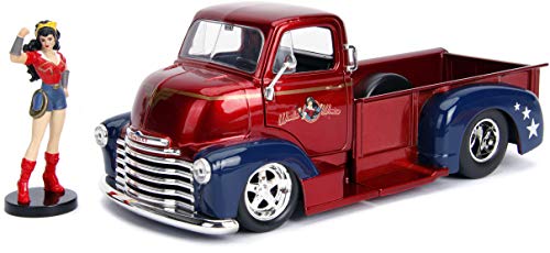 JADA DC Comics Bombshells 1:24 1952 Chevy COE Pickup Die-cast Car with 2.75' Wonder Woman Figure, Toys for Kids and Adults