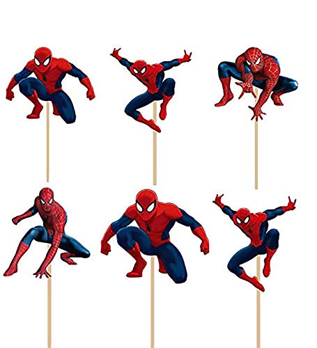 24PCS Spiderman Cupcake Toppers Spiderman Cake Toppers Spiderman. Happy Birthday Party Supplies Pet Cake Decorations for Spiderman fans, Kids Birthday Party