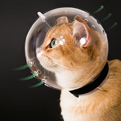 Cat Muzzle Cat Transparent Muzzle M Size, Breathable Cat Hood, Adjustable Kitten Astronaut Helmet Prevent from Cats Biting Chewing Grooming, Cat Ball Mask for Aggressive Cat