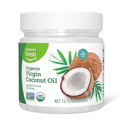 Amazon Fresh, Organic Virgin Coconut Oil, 15 Fl Oz (Previously Happy Belly, Packaging May Vary)