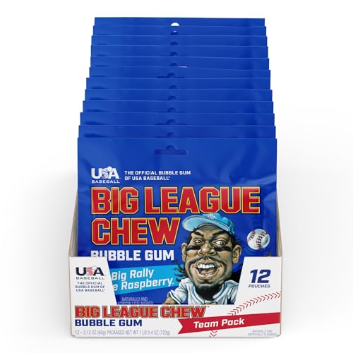Big League Chew - Blue Raspberry Bubble Gum Flavor + For Games, Concessions, Picnics & Parties (12 Packs)