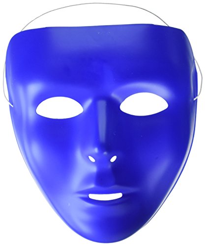 Blue Plastic Full Face Masks - 6.25' x 7.75' (Pack Of 12) - Vibrant Party Accessory - Perfect For Festivals, Birthdays & Costumes