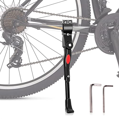 Bike Kickstand for Mountain Bike - Adjustable Bicycle Accessories for Adult Bikes Side Stand Bicycle Kickstand Mountain Bike Side Kick - Diameter 22, 27.5 28 Inch Aluminium Black Road Bike Kickstands