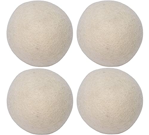 Handy Laundry, Wool Dryer Balls - XL Natural Fabric Softener, Reusable Reduces Wrinkles & Saves Drying Time, The Large Dryer Ball is a Better Alternative to Plastic Balls & Liquid Softener, Pack of 4