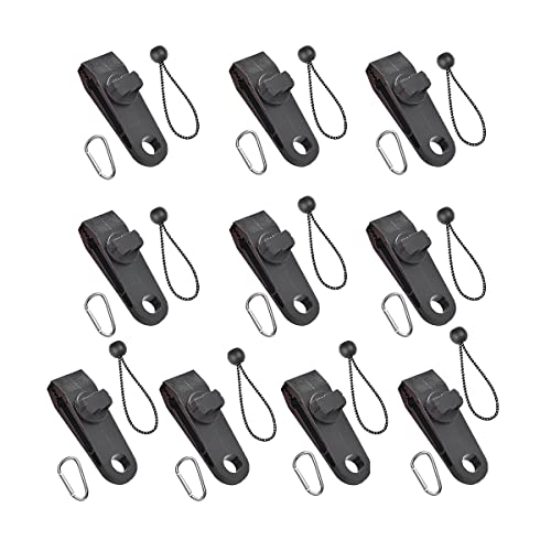 Tarp Clips Heavy Duty Lock Grip Clamps, 10pcs Tarp Clamps Shark Tent Fasteners, Thumb Screw Clips, Canvas Clips for Car Awning Swimming Pool Boat (10Pcs Tarp Clips+10Pcs Carabiner+10Pcs Bungee Cord)