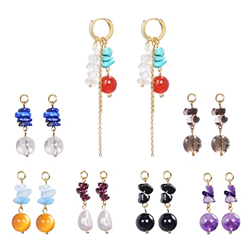Gold Plated Sterling Silver Hoop Huggie Dangle Trendy Earrings for Women Fashion, Natual Pearl, Natural Crystal, Natural Gemstone, Stainless Steel Chain Earrings Charms for Women Girls Gifts