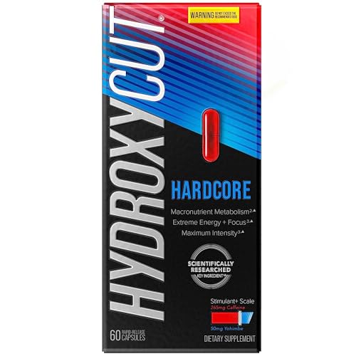 Hydroxycut Hardcore - 60 Rapid-Release Capsules - Thermogenic Calorie Burn, Extreme Energy + Focus, Maximum Intensity - for Women & Men