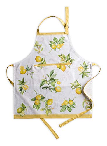 Maison d' Hermine Apron 100% Cotton 27.50'x31.50' 1 Piece Adjustable Neck Strap Easter Cloth Apron with Center Pocket for Gifts, Chef, Women & Men, Wedding Use, Limoncello - Spring/Summer