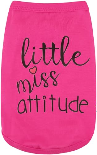 Personality-Packed Canine Attire: Soft, Lightweight Dog Clothes Featuring The Bold 'Little Miss Attitude' Slogan Print, Perfect for Small and Medium Dogs Rose Red Small