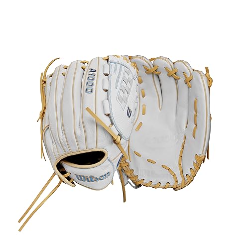 WILSON 2024 A1000 V125 12.5” Outfield Fastpitch Softball Glove - White/Blue/Blonde, Right Hand Throw