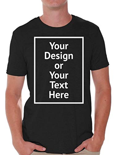 Custom Shirt Men Personalized Add Your Image T-Shirt Add Your Text Photo Front/Back Print Black XL