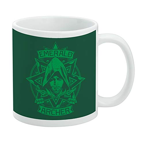 Arrow TV Series Emerald Archer Ceramic Coffee Mug, Novelty Gift Mugs for Coffee, Tea and Hot Drinks, 11oz, White