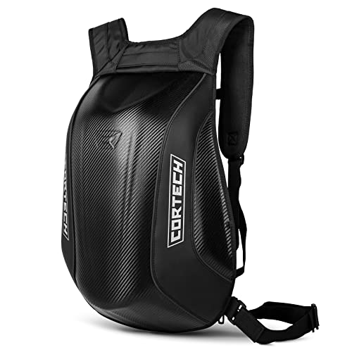Cortech Air Raid Motorcycle Backpack with Carbon Fiber Weave Shell, 360-Degree Reflectivity, and Interior Storage Compartments for Laptops, Tablets, and Shoes