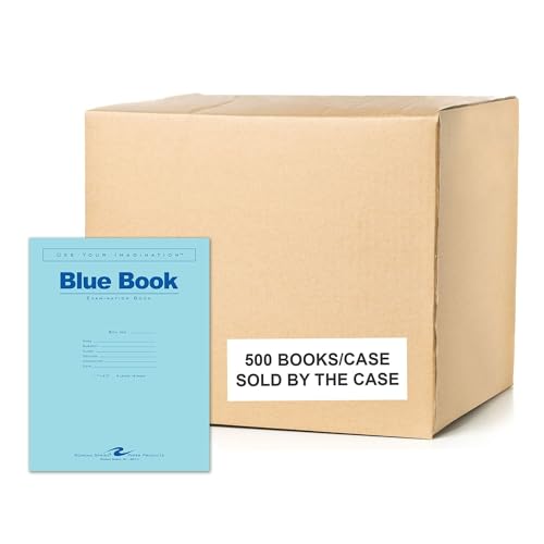 Roaring Spring Exam Blue Books, Case of 500, 11' x 8.5', 8 Sheets/16 Pages, Wide Ruled with Margin, Proudly Made in the USA!