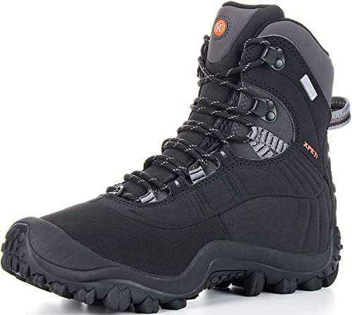 XPETI Men’s Thermator Mid-Rise Waterproof Hiking Boot Insulated Non-Slip Black 9