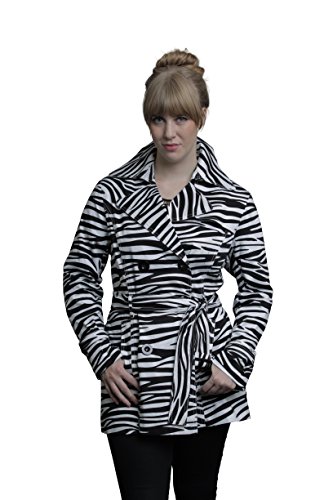 Outerwear By Lisa Women's Zebra Trench Coat X-Large Black & White