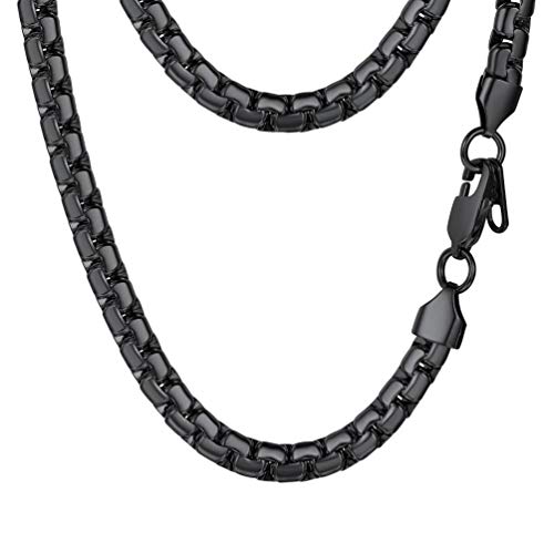 PROSTEEL Punk Jewelry Box Chain Black Necklace Neck Chain 6mm 20inch Gothic Men Boy Women Cool Chains Mens Necklace