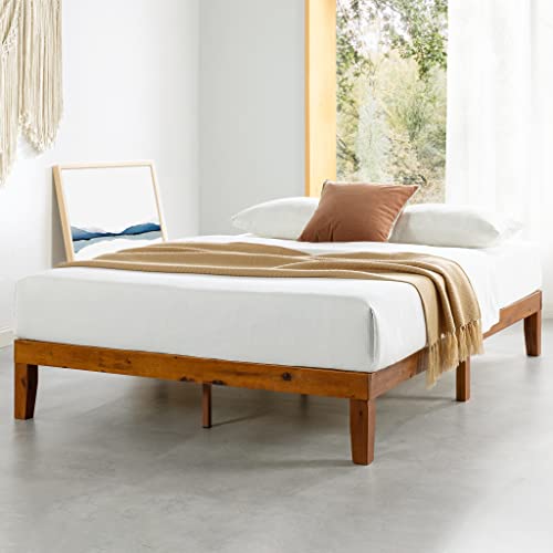 Mellow Naturalista Classic - 79.5'L x 59.5'W x 12'H Inch Solid Wood Platform Bed with Wooden Slats, No Box Spring Needed, Easy Assembly, Queen, Cherry