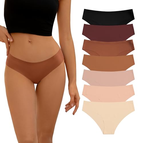 DEANGELMON Women Seamless Underwear Bikini Microfiber Panties No Show Invisible Ladie Hipster Comfortable Pack(7P1,S)