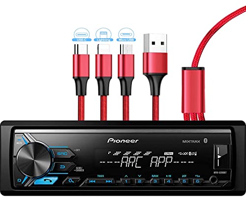 Pioneer MVH-X390BT Digital Media Receiver with Pioneer ARC app, MIXTRAX, Built-in Bluetooth and USB Direct Control for iPod/iPhone and Android Phones & zonoz 3 in 1 Multi USB Charging Cable (Bundle)