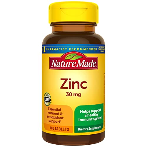 Nature Made Zinc 30 mg, Dietary Supplement for Immune Health and Antioxidant Support, 100 Tablets, 100 Day Supply(Pack of 1)