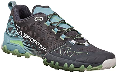 La Sportiva Womens Bushido II GTX Trail Running Shoes, Carbon/Mist, 8