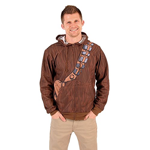 Star Wars Chewbacca & Threepio Fleece Zip Hoodie and Backpack (Large) Brown