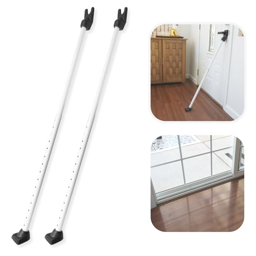 Door Security Bar, SecurityMan Heavy Duty 2-in-1 Door Stoppers Security Bar and Sliding Door Lock Bar (2 Pack) - Perfect Adjustable Door Jammer Door Stopper for Home, Hotel, and Apartment Security