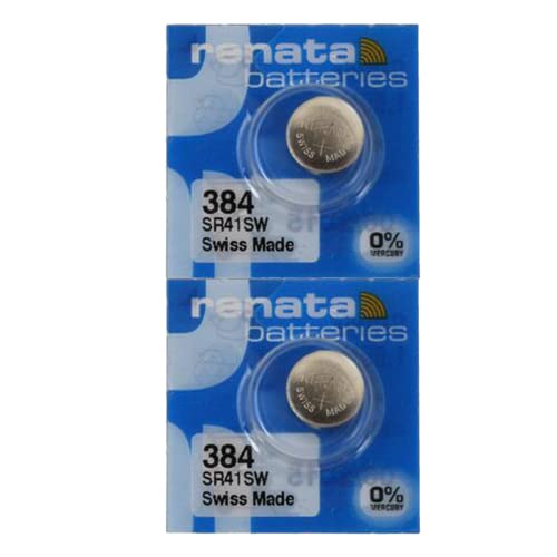 Renata 384 SR41SW Batteries - 1.55V Silver Oxide 384 Watch Battery (2 Count)