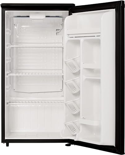 ROOMWELL E-Star 3.3 Cu Ft Mini Fridge without Freezer - AUTO DEFROST, Reversible Single Door, Glass Shelf Refrigerator - A Space-Saving Marvel for Your Bedroom, Dorm, and Office