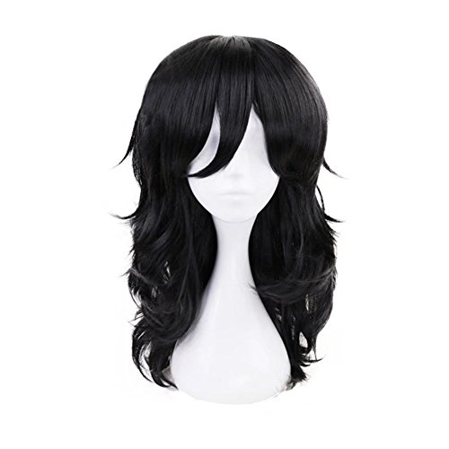 KiyaCos Heat Resistant Medium Length Black Fluffy Curly Wavy Shota Aizawa Cosplay Wig Anime Daiy Wear Hair Women Man Full Wigs