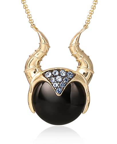 Disney Jewelry Villains Necklace - Maleficent Pendant, Onyx, Cubic Zirconia, Yellow Gold over Sterling Silver, 18'