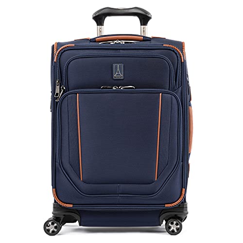 Travelpro Crew Versapack Softside Expandable 8 Spinner Wheel Carry on Luggage, USB Port, Men and Women, Patriot Blue, Carry on 21-Inch