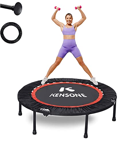 KENSONE 40' Mini Trampoline Rebounder Trampoline for Adults Small Fitness Trampoline for Kids Bounce Exercise, 1 Extra Black Cotton Safety Pad Included, Max Load 330 LBS