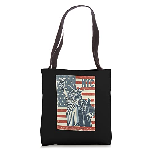 Vintage Retro New York City Statue of Liberty Illustration Tote Bag