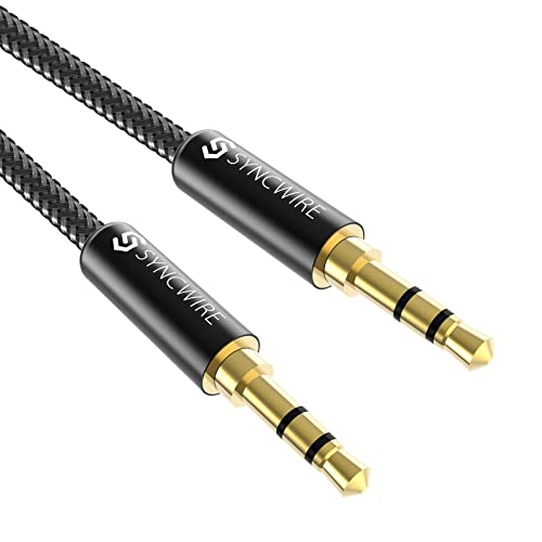 Syncwire 3.5mm Nylon Braided Aux Cable (3.3ft/1m,Hi-Fi Sound), Audio Auxiliary Input Adapter Male to Male Cord for Headphones, Car, Home Stereos, Speaker, iPhone, iPad, iPod, Echo & More – Black